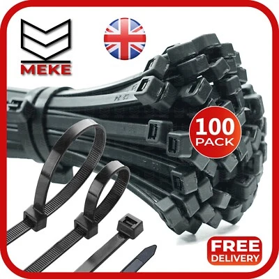 MEKE Black Cable Ties Zip Ties Nylon Wraps Small Short Long Thin Thick Heavy Duty Tie