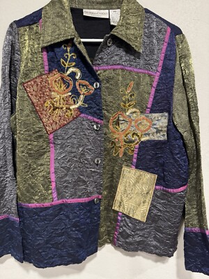 Drapers & Damons Petite Small Funky Art-to-Wear Eclectic Glam Crinkle Blazer