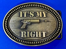Its my Right to Bear Arms Second Amendment Brass Tone NOS Belt Buckle