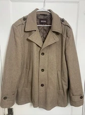 Michael Kors Jacket Men's Large Wool Blend Beige Field Coat Outdoor Preppy Mens