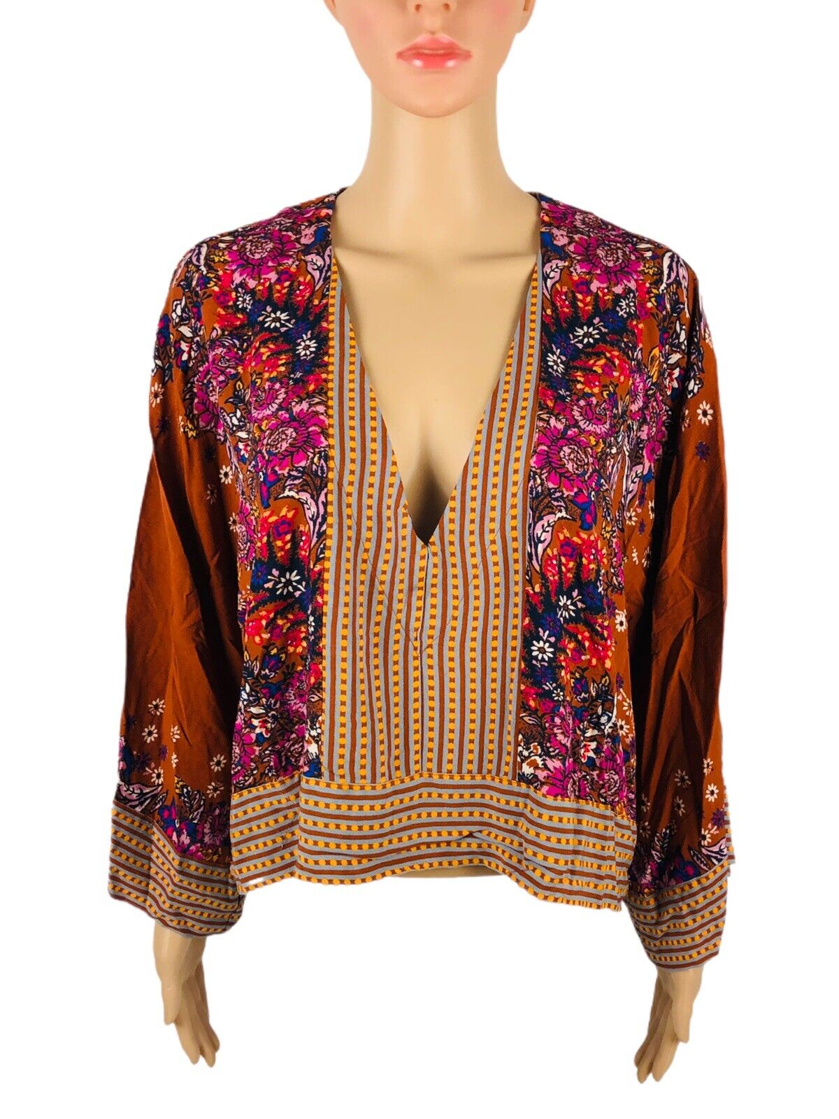 Free People Mix And Match Blouse Size XS Relaxed … - image 2