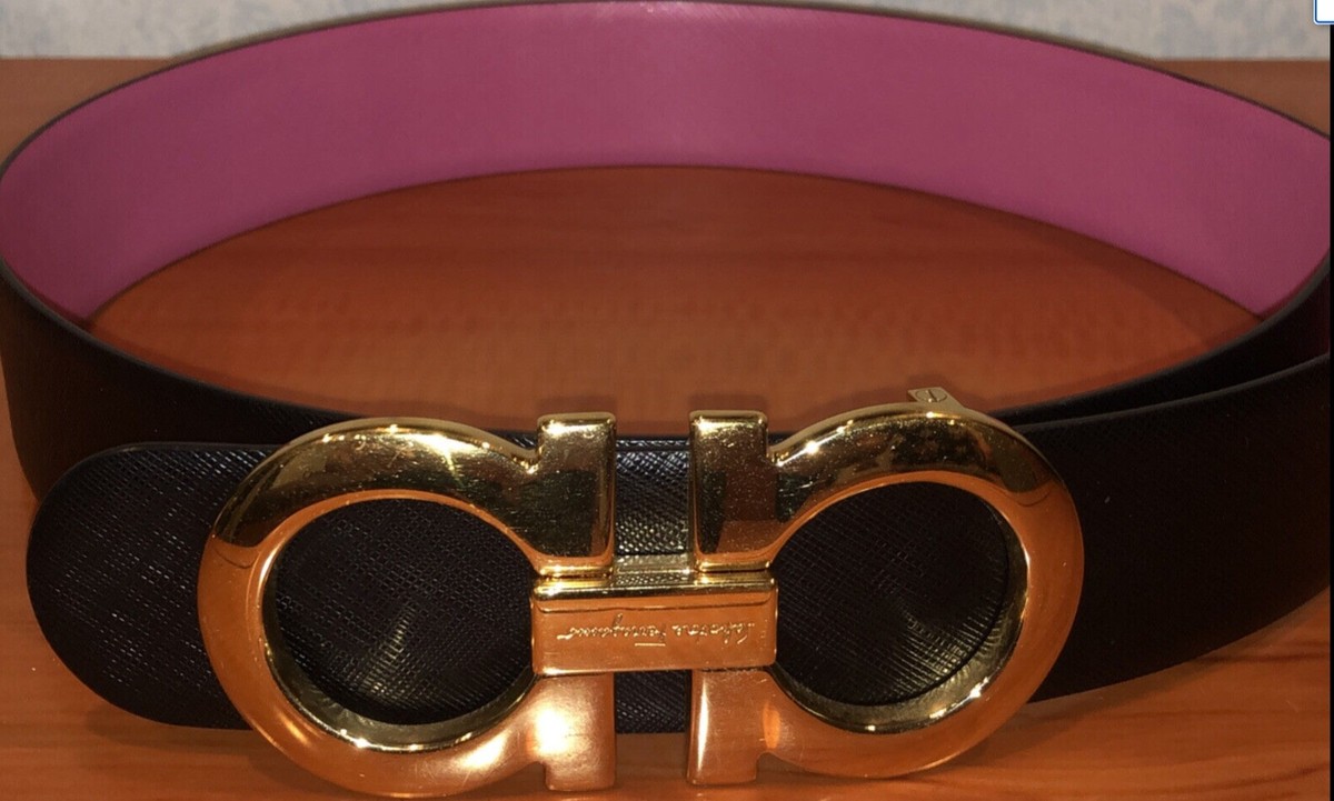 Salvatore Ferragamo Reversible Black & Pink Saffiano Leather 