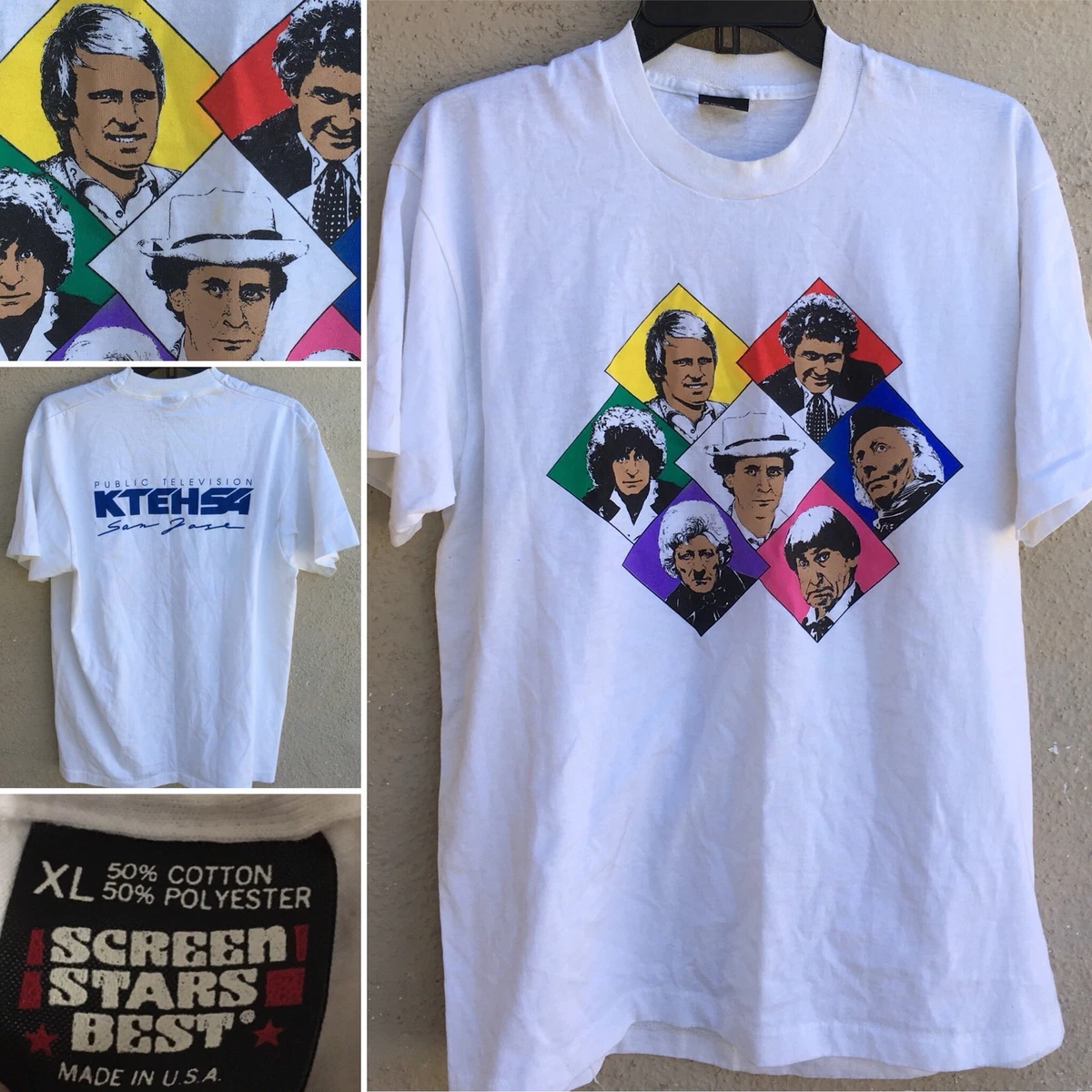 Vintage Public Television San Jose TShirt Celebrity Faces 80s Screen Stars Sz XL