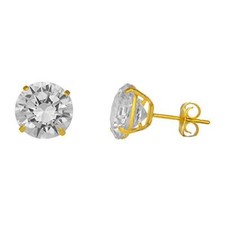 14k Gold CZ Basket Stud .25ct To 5.5ct Earrings 3mm 5mm 8mm 9mm Push Backs