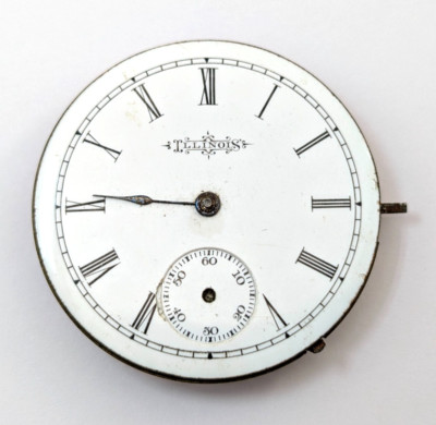 Antique ILLINOIS 938215 Grade 140 7j 6s 35mm Pocket Watch Movement PARTS REPAIR