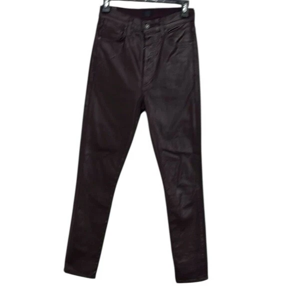 Citizens Of Humanity Olivia High rise Slim Ankle Jeans in Raisin Leatherette 26 - Image 2 of 4