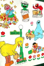 Fabric Sesame Street Vintage 1993 "Clean Up" 14" x 18" Square Elmo Cookie $3
