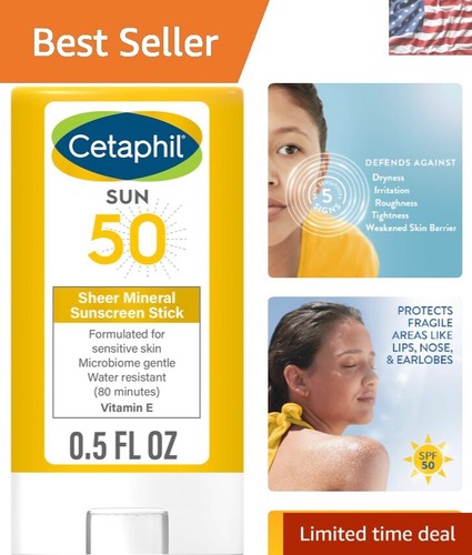 Portable Mineral Sunscreen Stick SPF 50 – Non-Comedogenic, Water Resistant