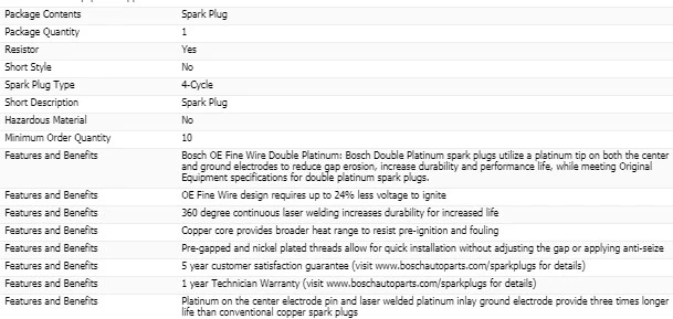 6 bujías Bosch doble platino para Porsche Panamera V6-3,0 L 2014-2016 Foto 4 de 4