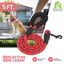 5FT Red Heavy Duty Dog Leash Reflective Leads Pet Rope Comfortable Padded Handle