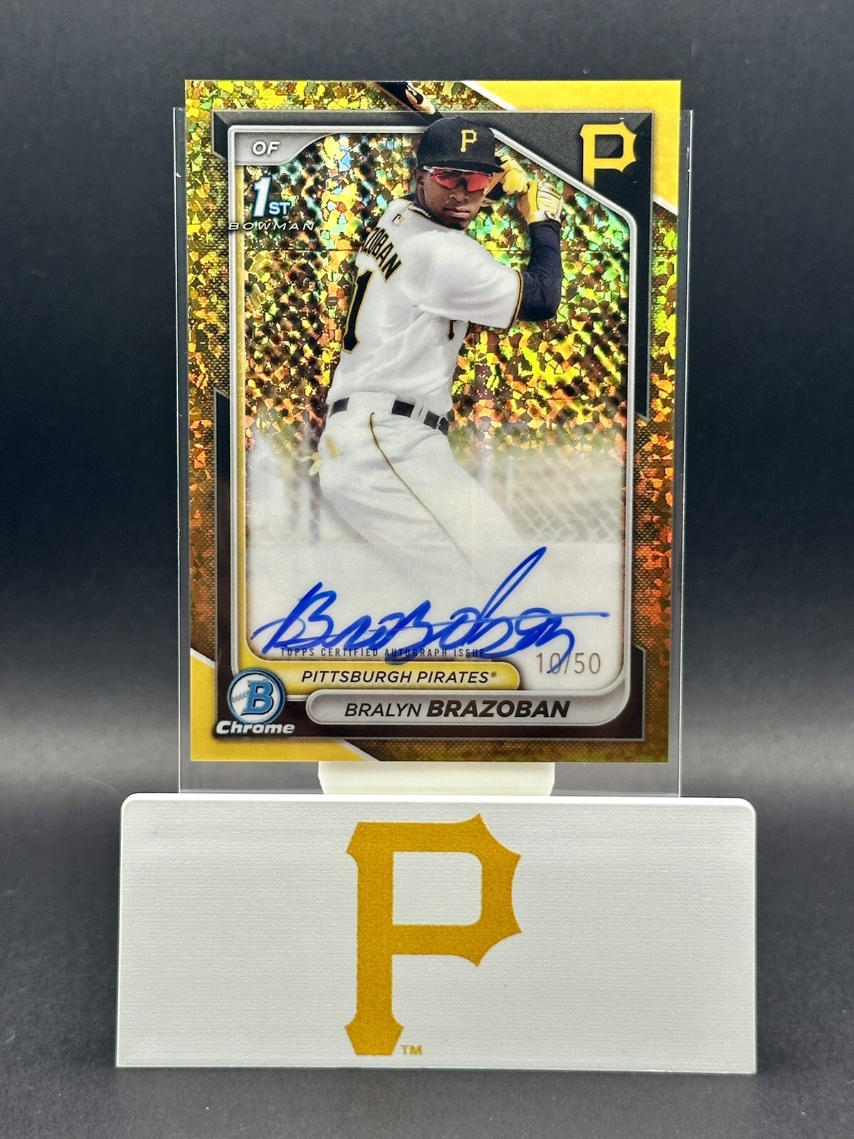 2024 Bowman Chrome Bralyn Brazoban 1st Gold Mini Diamond Auto 10/50 #CPA-BB