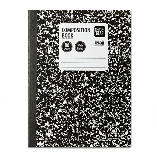 80 Sheets Marble Composition Book Ruled 9.75 x 7.5 Wide Black College School - Picture 9 of 12