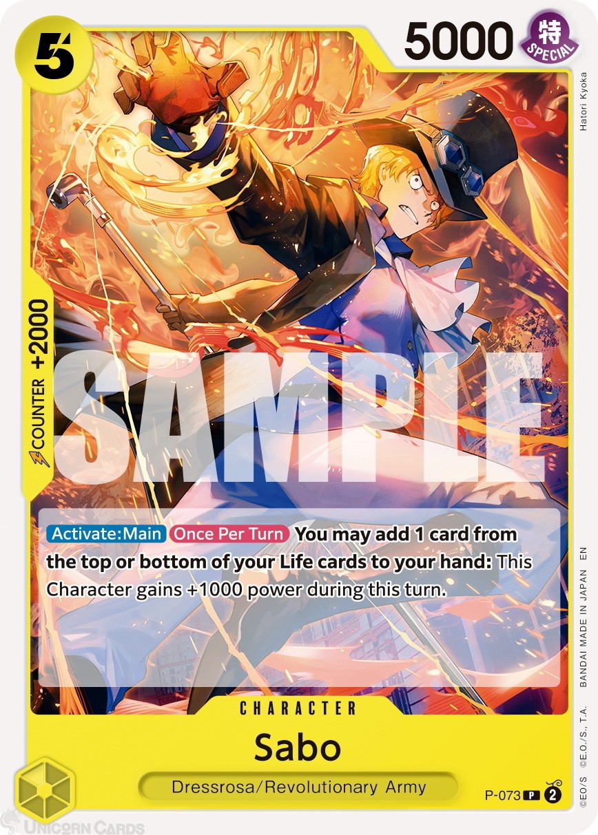 P-073 Sabo : Promo Pirate Foil English One Piece TCG Card : PRB02: One Piece Car
