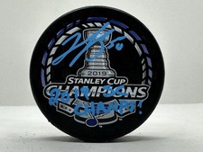 Jordan Binnington Autographed St. Louis Blues 2019 SC Champs Puck ! Fanatics