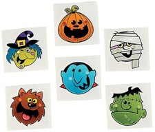 Halloween Boo Bunch Temporary Tattoos - 72ct Pumpkin Witch Mummy Frankenstein