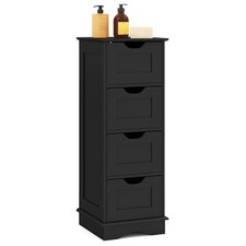 COSTWAY Freestanding Narrow Storage Cupboard Bathroom Floor Cabinet-Black