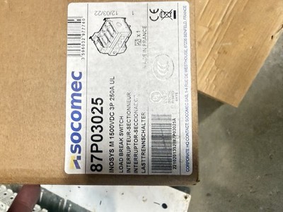 Socomec 87P03025 INOSYS M Load Break Switch 3-Pole 250A 1500VDC PV
