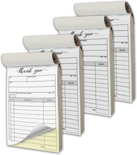 - 4 Pack Receipt Pad, 3.4X5.5 Handheld - Receipt Book with Carbon Copies - Invoi