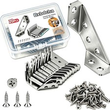 Furniture Corner Connector - 20PCS Universal Stainless Steel L 1 Inch, Sliver