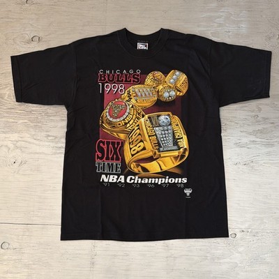 Vintage 1998 Pro Player Chicago Bulls 6-Time NBA Champions Ring Shirt Sz Large