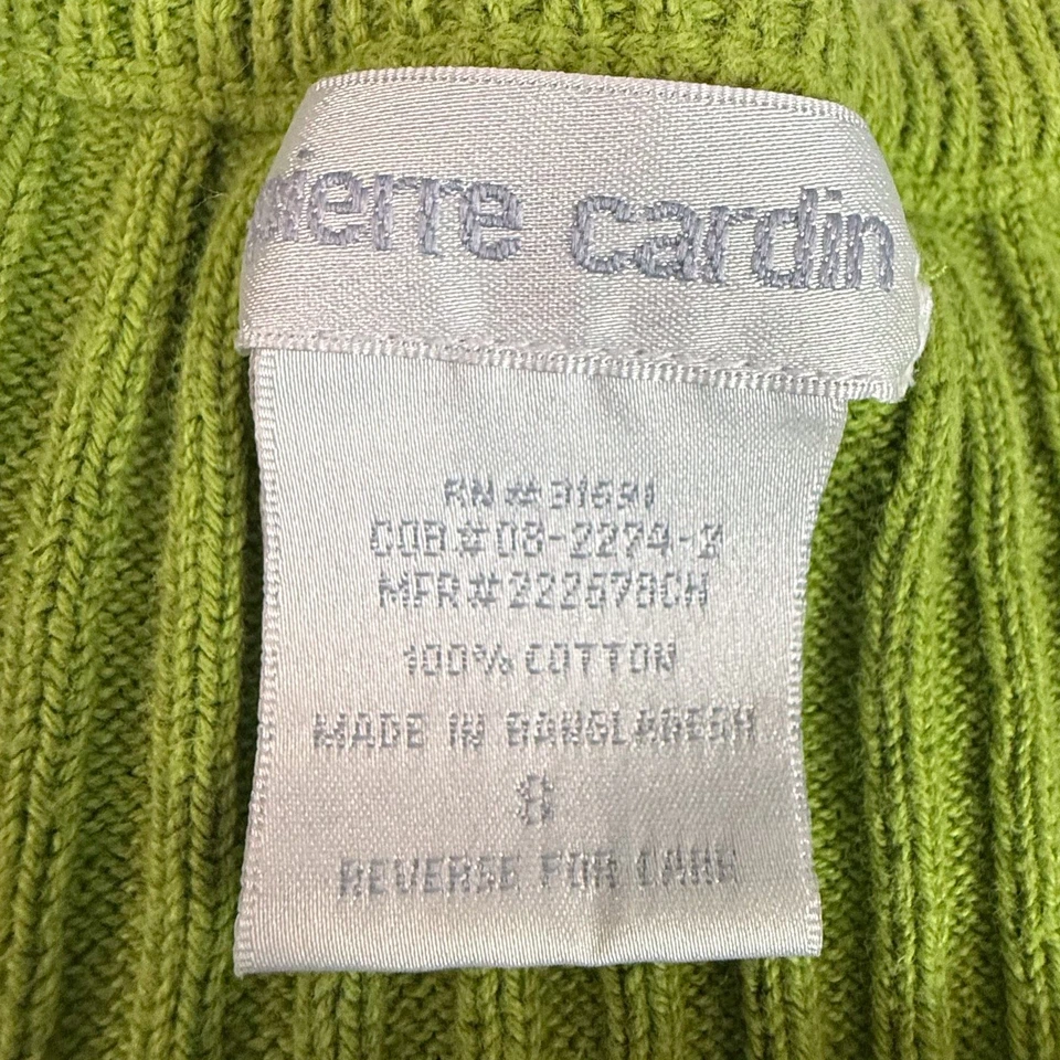 Pierre Cardin Bright Green Ribbed Cotton Sweater Pullover – 100% Cotton - Image 3 of 4