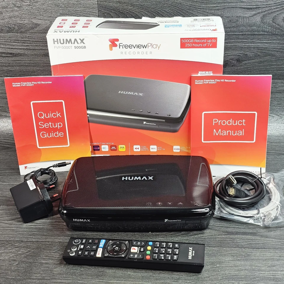 HUMAX FVP-5000T Freeview Play Smart Digital TV Recorder 500GB Originalverpackt Komplett