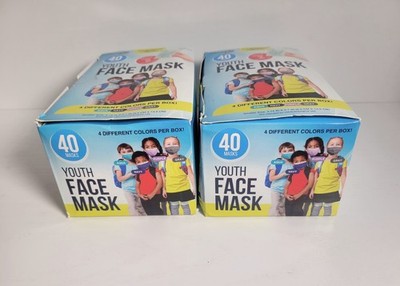 MACHIMPEX Youth Face Masks 40-pk Disposable 3-ply Children Age 4 - 12 (2 Boxes)