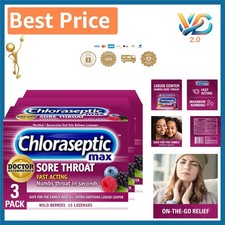 Max Strength Sore Throat Lozenges Wild Berries 15 Count Pack of 3   Fast Relief