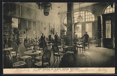 Hamburg-St.Georg, Ansichtskarte, Café Reichshof, Innenansicht, Kirchenallee 191 