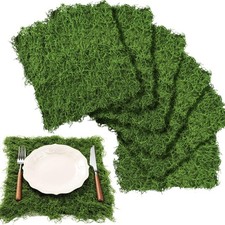 6 PCS Fake Moss Table Runner Artificial Sheet Roll Carpet 11.8x11.8 Inch