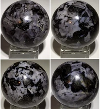 Indigo Gabbro Mystic Merlinite Sphere 47mm 156g | Purple Black Crystal Ball