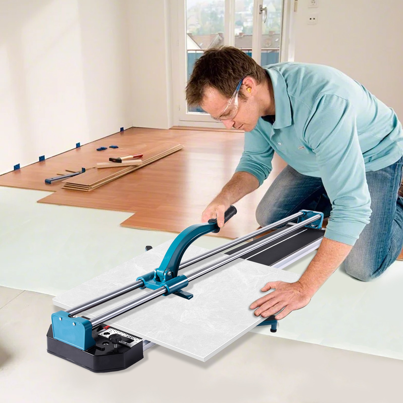 NTUD 48" Manual Tile Cutter 1200mm Ceramic Floor Tile Cutter W/ Laser Guide