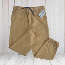 Tommy Bahama Jogger Pants Kids M10-12 Cotton Stretch Elastic Waistband Tan K0008
