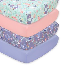 4-Pack Fitted Crib Set - Super Soft Breathable Baby Girl Crib Sheets, Nurse...