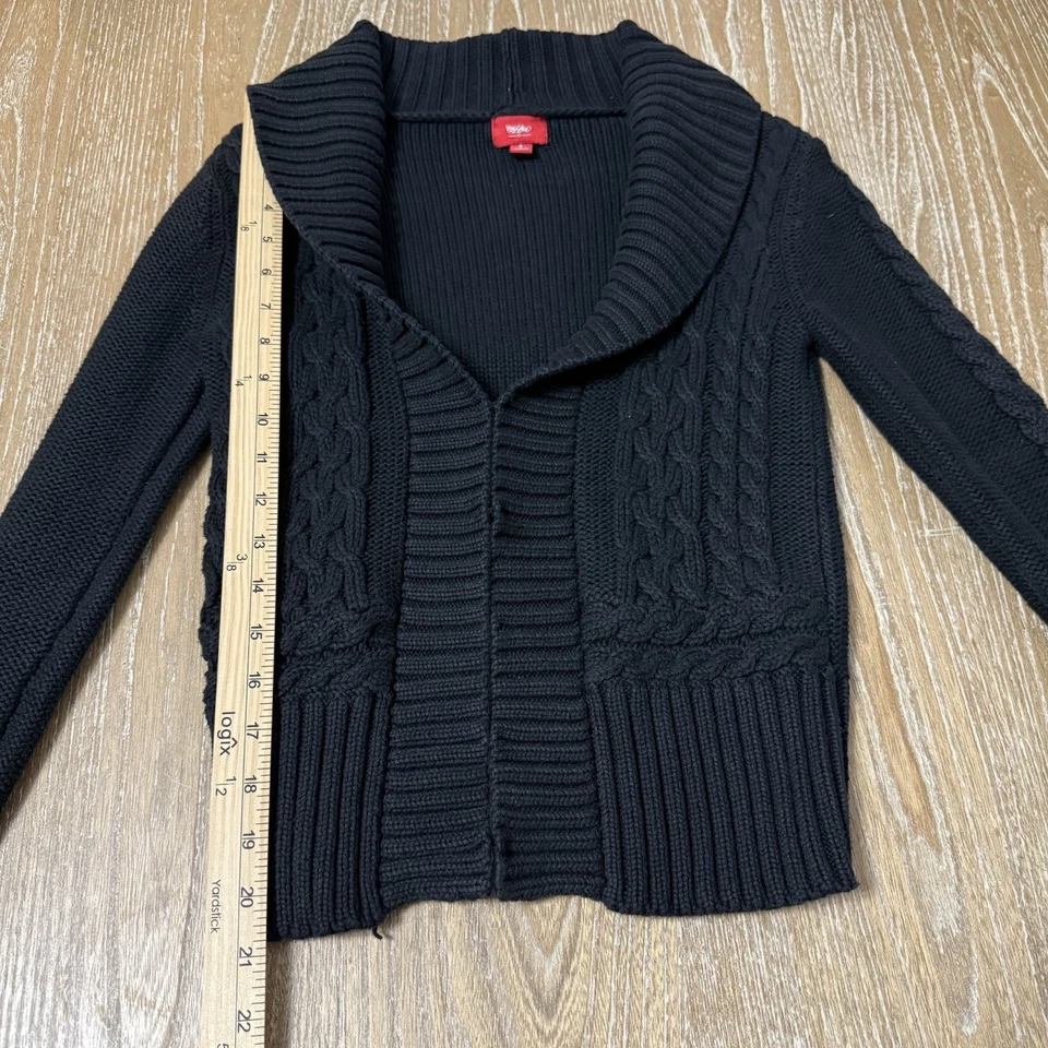 Mossimo Supply Co Suéter Tejido con Cable Cárdigan Grueso Para Mujer’s Pequeño Mantón Negro Foto 4 de 4