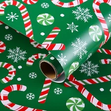  Christmas Green Wrapping Paper Rolls, 17 inch x 32.8 feet, Xmas Candy Green, A