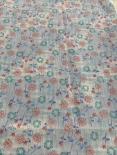 By The Yard, Pretty Floral On Blue/Green Cotton 3.99 Ships ANY Amount Of Fabric
