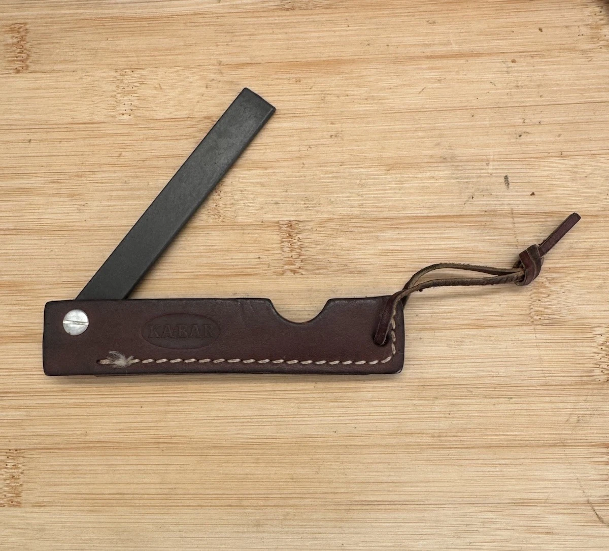 Vintage Ka-bar 5" Knife Sharpener W/ Chisel Tip & Leather Sheath