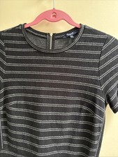 MADEWELL Black White Striped Short Sleeve Fit & Flare Dress so cute! - Size 4.