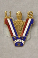 WWII era Sweetheart Pin: Victory "V" w/Soldier, "MY SON"