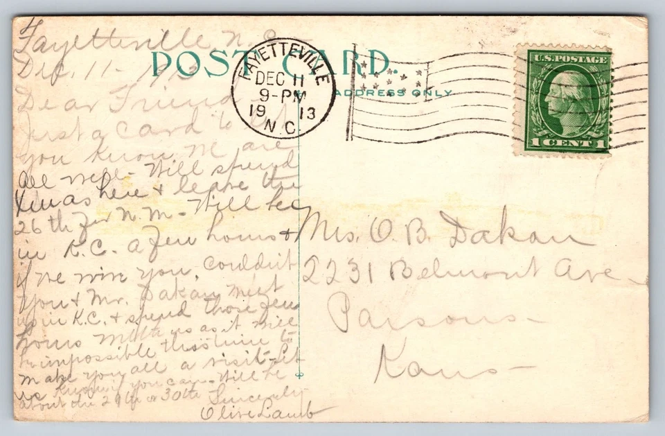 Vintage 1913 Fort Sumter Charleston Harbor SC Postcard w/ Postmark - Image 2 of 2