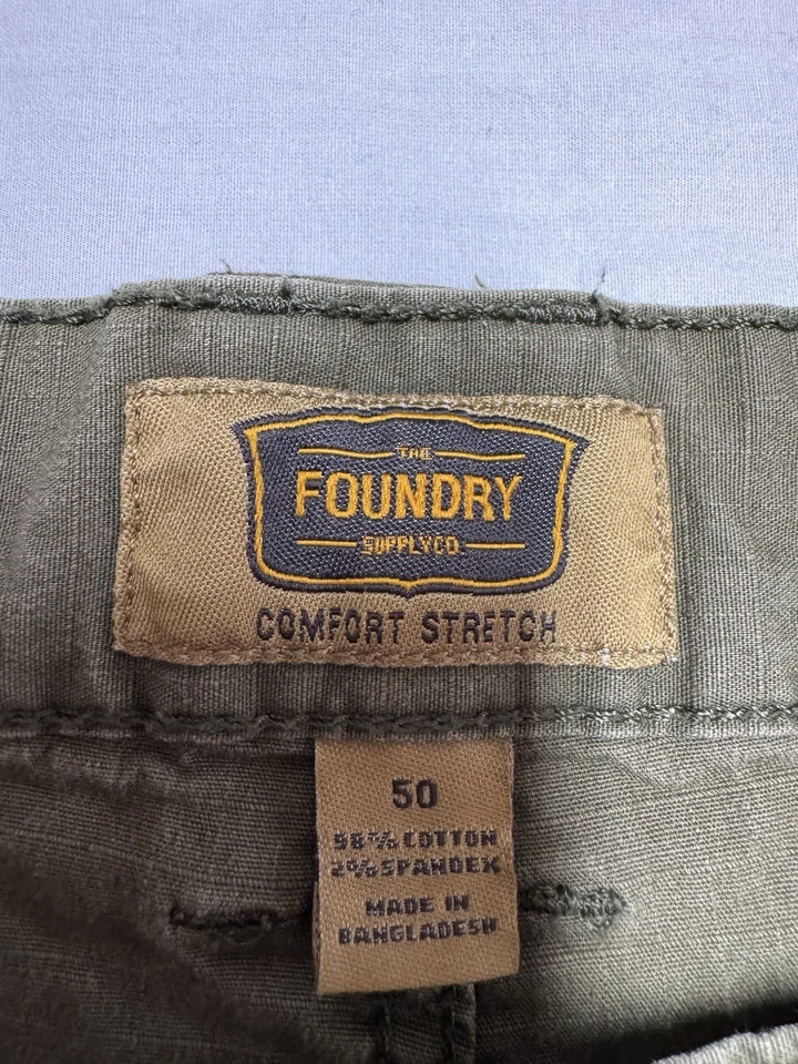 Pantalones Cortos Fundry Para Hombre 50 Verde Chino Elastizados Cintura Elástica Algodón Talla Grande Foto 2 de 4