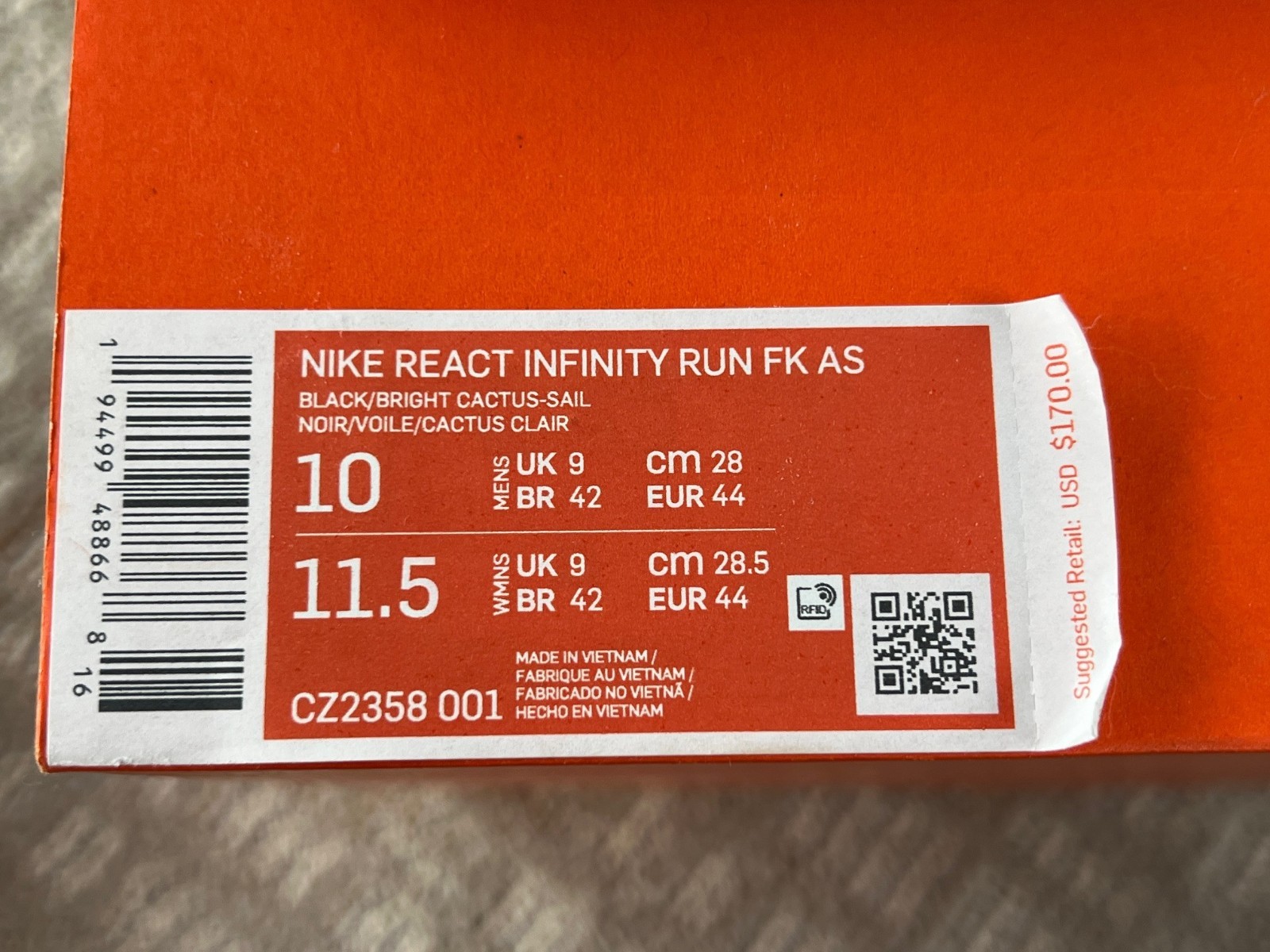 Nike React Infinity Run Flyknit Men's 10 - CZ2358 001 Chaz Bundick NIB - Rare image 6