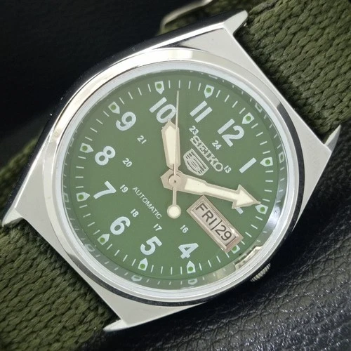 VINTAGE SEIKO 5 AUTOMATIC 6309A REFURBISHED JAPAN MENS GREEN WATCH a441732-1
