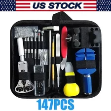 147Pcs Watch Repair Back Case Link Spring Strap Remover Opener Tool Kit Set US