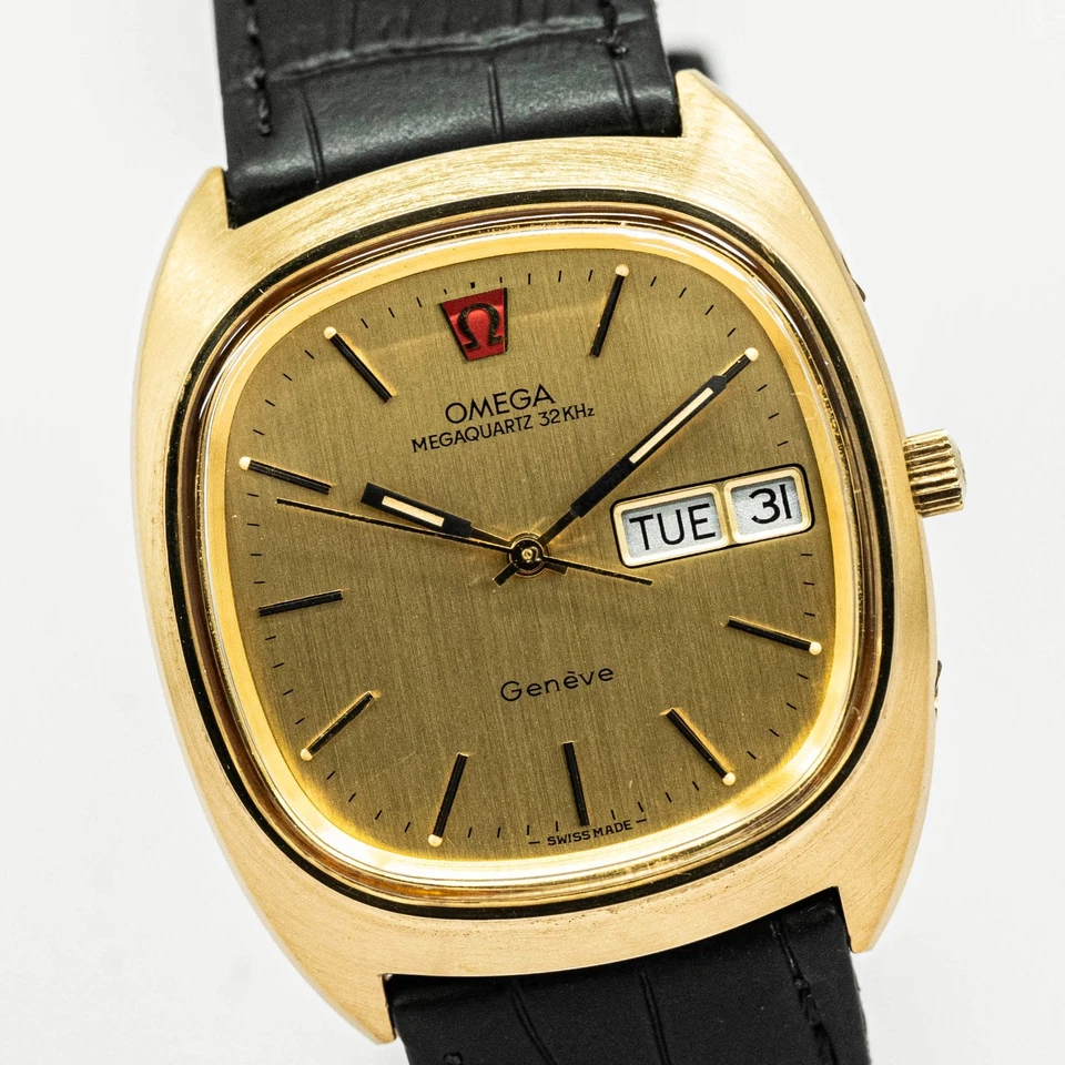 *Sin tarifas* Megaquartz OMEGA Geneve de colección 32 KHz Cal.1310 corona de empuje 37 mm para hombre Foto 3 de 4