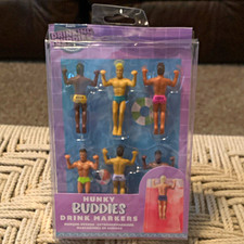Drinking Buddies Hunky Buddies Reusable Plastic Drink Markers, 6-Pack