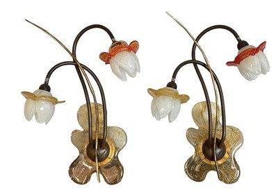 MURANO GLAS ITALIENISCHES DESIGN FLORALE WANDLEUCHTEN VON LUCE CREA