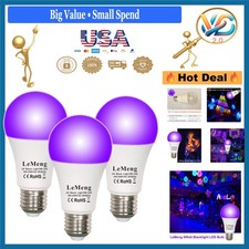 3 Pack 9W E26 Black Light Bulbs UV LED 395-400nm for Party Body Paint Fluores...