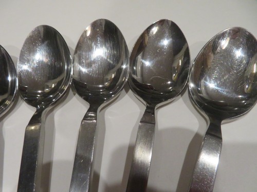 VTG MCM lot of 9 Spoons 6.5" Teaspoons Stanley Roberts Stainless Crosspoint - Picture 4 of 23